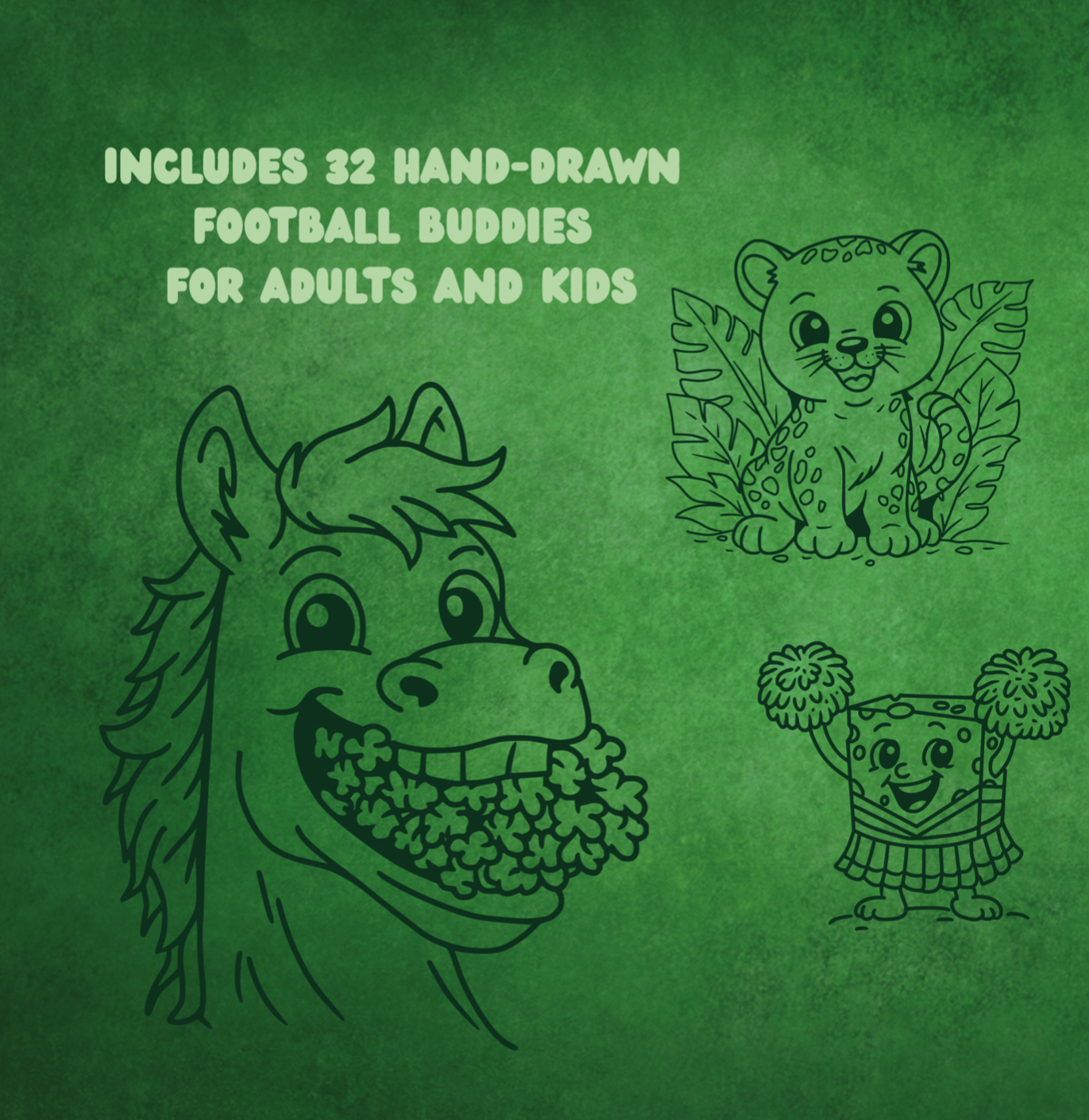 Football Buddies: Bold & Easy Coloring Book for Kids & Adults