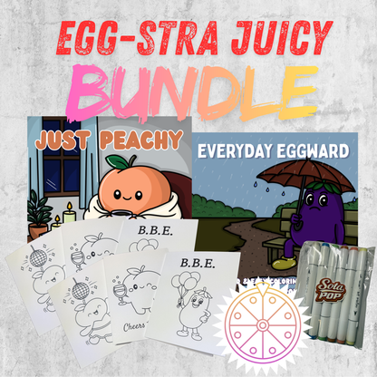 Egg-stra Juicy Bundle: Peachy & Eggward + 6 Greating Cards + 6 Markers + More!