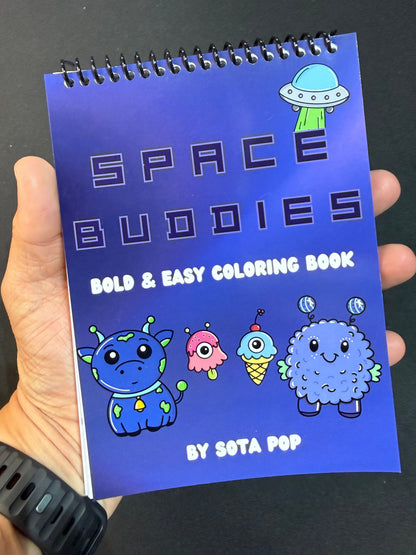 Space Buddies: Bold & Easy Coloring Book for Kids & Adults