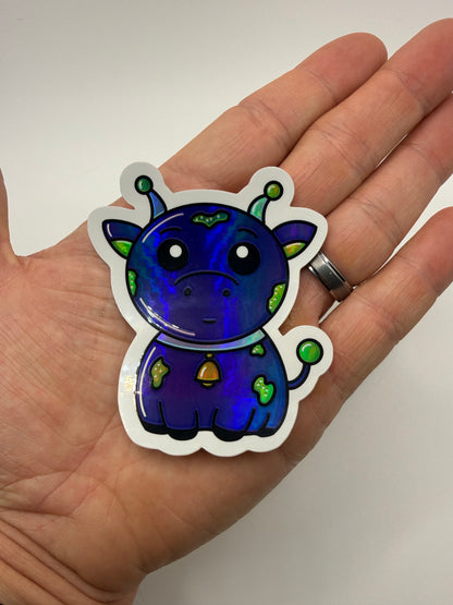 Holographic Space Cow Sticker