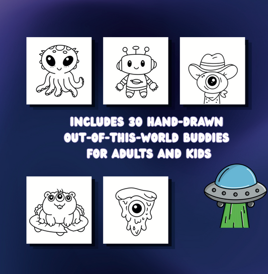 Space Buddies: Bold & Easy Coloring Book for Kids & Adults