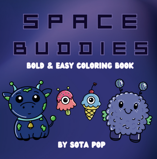 Space Buddies: Bold & Easy Coloring Book for Kids & Adults