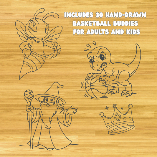 Basketball Buddies: Bold & Easy Coloring Book for Kids & Adults